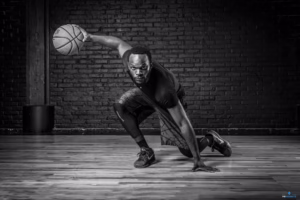 photo en action en noir et blanc