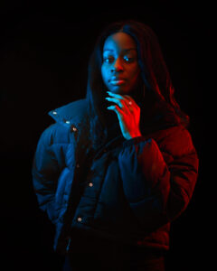 Séance photo en studio avec gélatine bleu et rouge